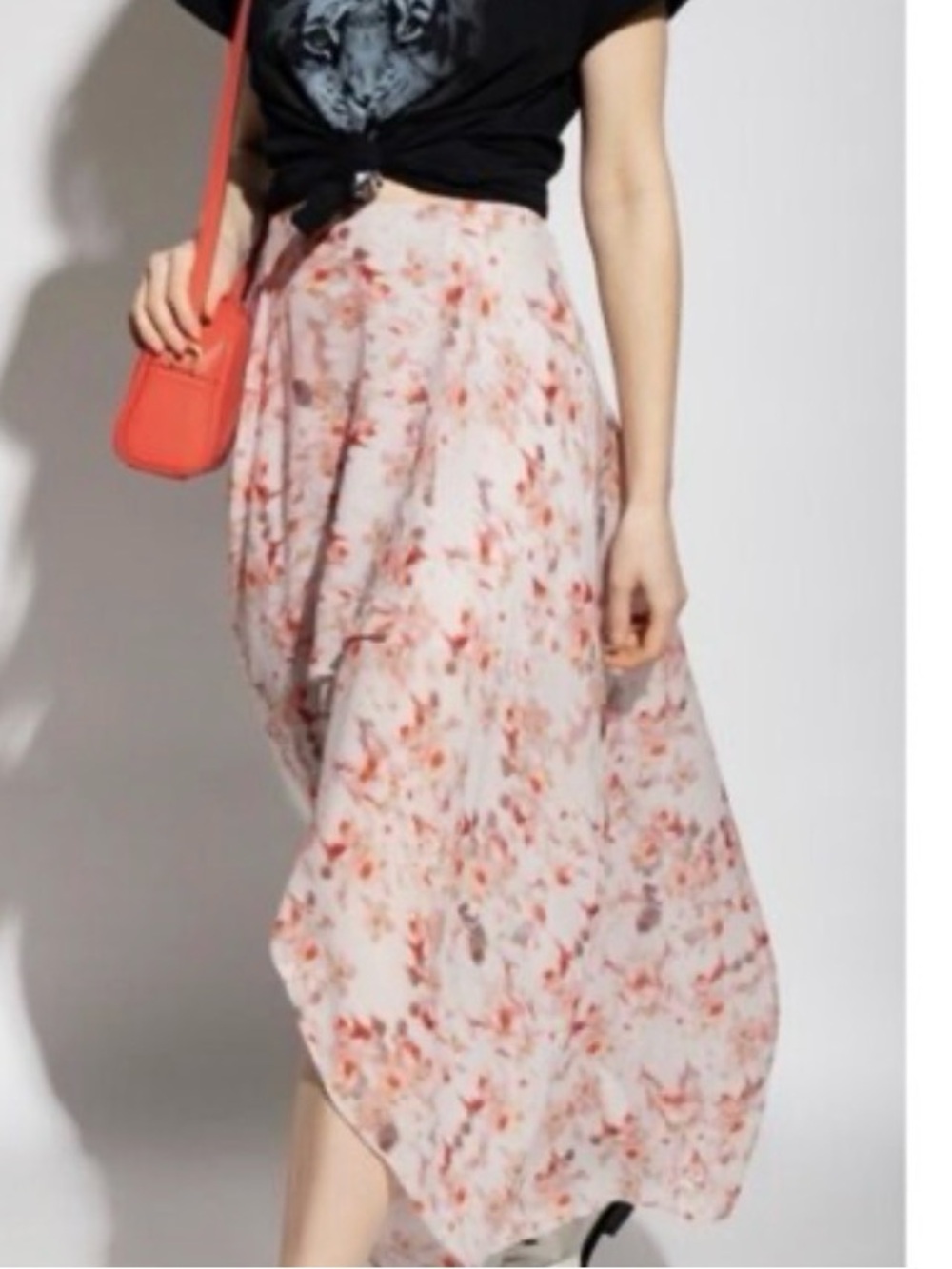 Allsaints slvina high low floral skirt